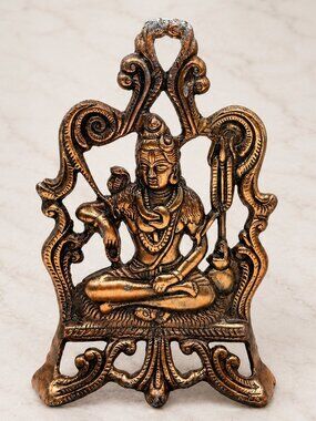 Vintage Brass Lord Shiva Wall Hanging Plaque Indian Hindu Temple Decor 9"